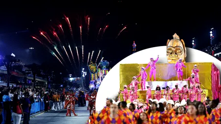 Galerie FOTO /  VIDEO cu Parada de deschidere a Carnavalului Anual de la Rio. Imagini spectaculoase cu carele alegorice