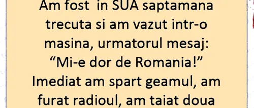 Bancul de miercuri | „Mi-e DOR de România”