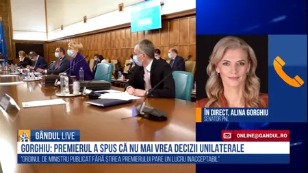 GÂNDUL LIVE. Alina Gorghiu, senator PNL: „Îl susținem pe Florin Cîțu în decizia privind demiterea lui Vlad Voiculescu. Nu credem că USR-PLUS vor da dovadă de iresponsabilitate” | VIDEO
