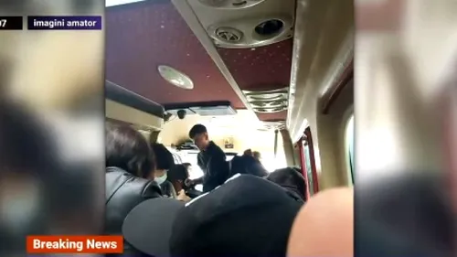 Imagini dintr-un microbuz în care călătorii nu purtau mască de protecție și stăteau înghesuiți (VIDEO)