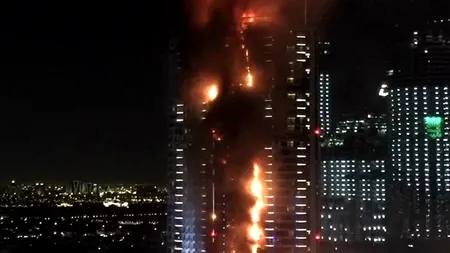 Zgârie-nori, cuprins de flăcări în Dubai. Cel puțin o persoană a murit și 14 sunt rănite