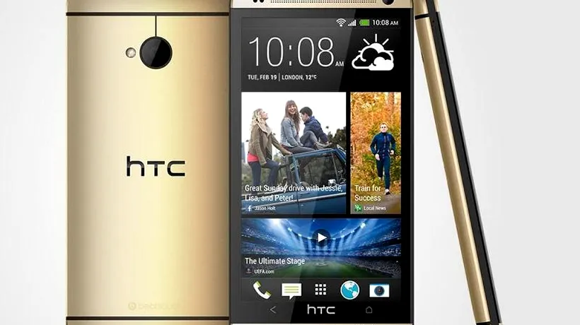 Smartphone-ul HTC One în culoarea Gold Champagne, disponibil în România