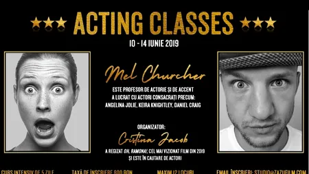 Regizorul Cristina Jacob organizează un curs de actorie cu Mel Churcher