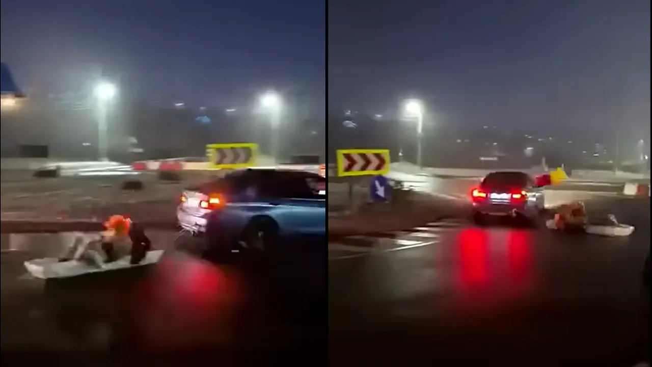 Cum a fost sancționat ȘOFERUL care a făcut drifturi în Iași cu un sicriu legat de mașină