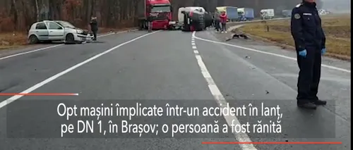 Accident în lanț la Brașov. Opt mașini implicate, o persoană rănită