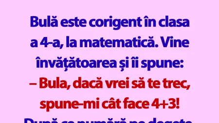 BANC | Bulă este corigent în clasa a 4-a, la matematică