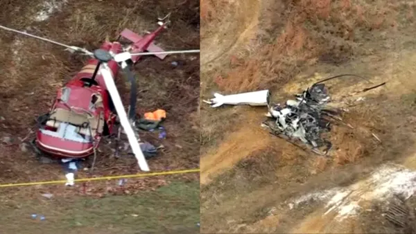 Imagini cu locul impactului. Două elicoptere s-au prăbușit după ce s-au ciocnit în aer în statul american New Jersey