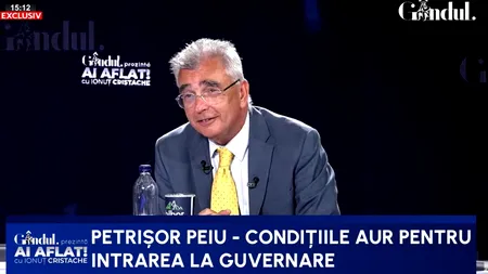Petrișor Peiu: „Aș fi o propunere bună pentru funcția de premier / Dacă vom obține această funcție, prima alegere este președintele partidului”. AUR anunță trei condiții pentru intrarea la guvernare