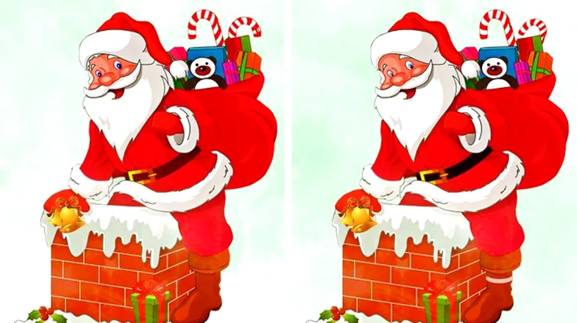 TEST de perspicacitate de Crăciun | Câte diferențe sunt între acești doi Moși Crăciun?