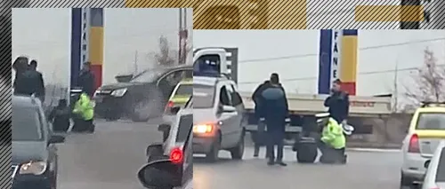 VIDEO | Polițistă care dirija traficul, lovită de o mașină. Cine se afla la volan