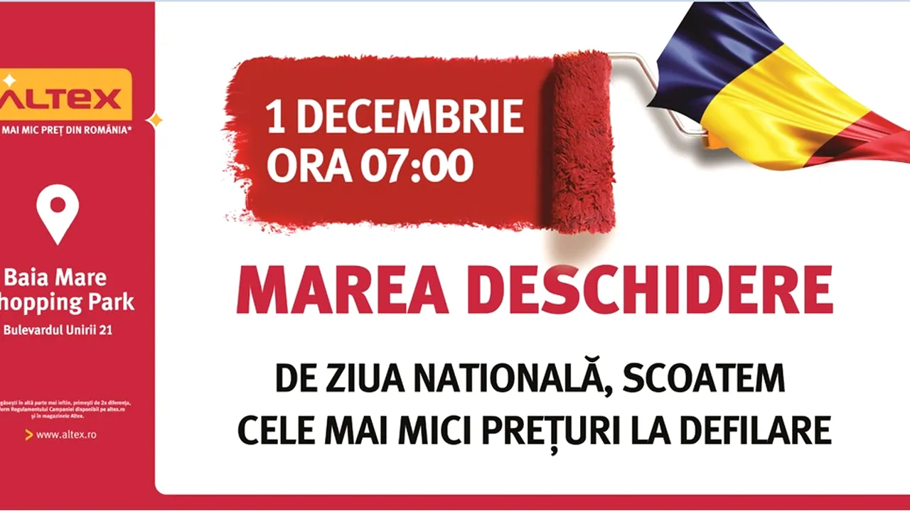 Altex deschide un nou magazin în Baia Mare! Marea deschidere are loc pe 1 Decembrie în centrul comercial Shopping Park!