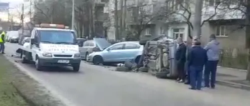Accident grav în Capitală. Opt mașini avariate de un cetățean turc