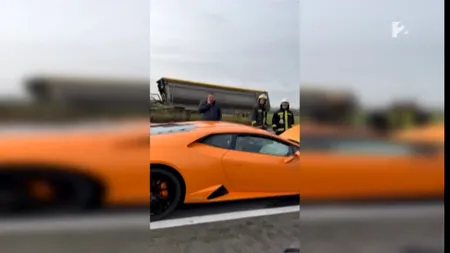 Lamborghini Huracan înmatriculat în România, în valoare de 250.000 de dolari, implicat într-un grav accident în Ungaria. Șoferii se întreceau pe autostradă | VIDEO