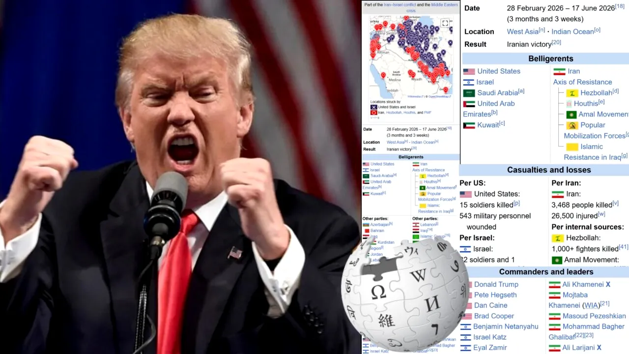 „Victorie iraniană” pentru Wikipedia. Cea mai mare enciclopedie online îl contrazice pe Trump și susține că Iranul a câștigat războiul cu SUA