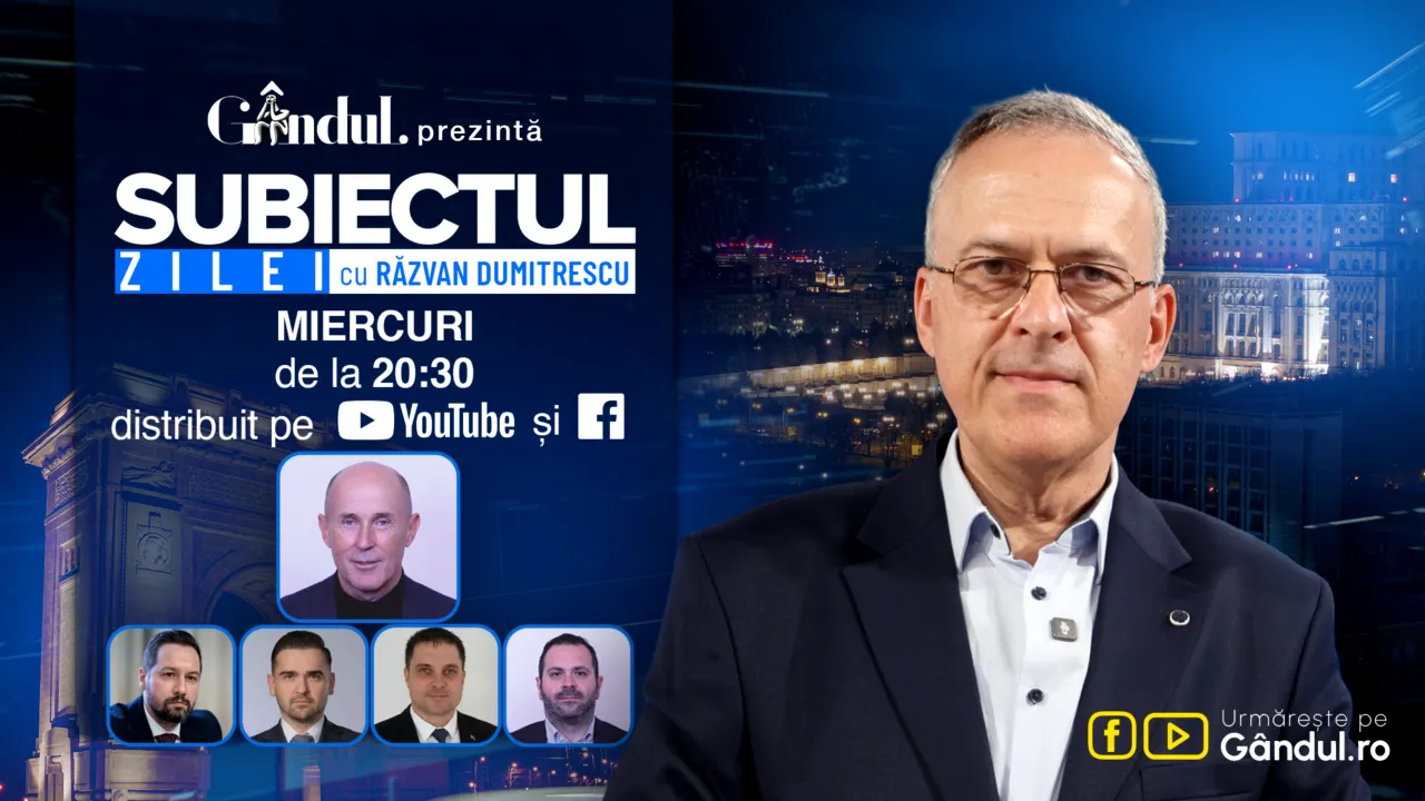 „Subiectul Zilei cu Răzvan Dumitrescu” începe miercuri, 23 septembrie, de la ora 20:30, live pe Gândul. În exclusivitate, Mugur Mihăescu, detalii despre jocurile din spatele negocierilor pentru guvern