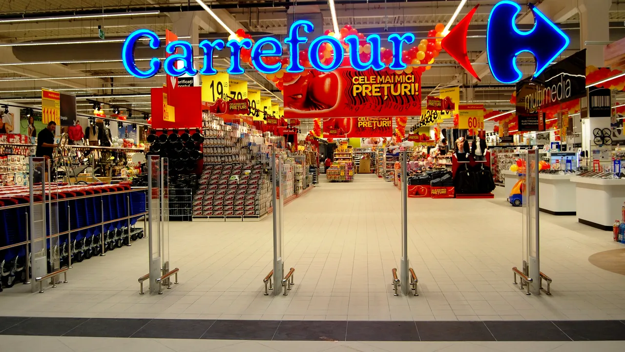 Un bărbat s-a încuiat într-un supermarket Carrefour și și-a umplut patru valize cu telefoane, detergent și carduri Pokemon 