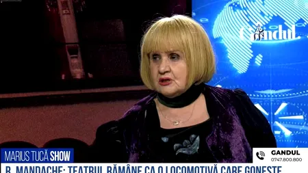 VIDEO Actrița Rodica Mondache: „Teatrul rămâne ca o locomotivă foarte performantă care gonește. Noi, oamenii, care ne bucurăm de teatru, oamenii care jucăm teatru, ne-am schimbat atât de tare