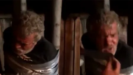 Bărbat legat cu bandă autoadezivă de un stâlp, în județul Vaslui. Cinci tineri l-au umilit și au filmat totul (VIDEO)