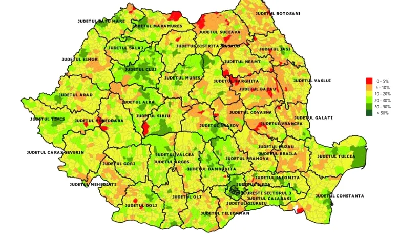 O singură localitate din România a reușit să depășească pragul de 50% cetățeni vaccinați. Care sunt localitățile cu cele mai ridicate rate de vaccinare