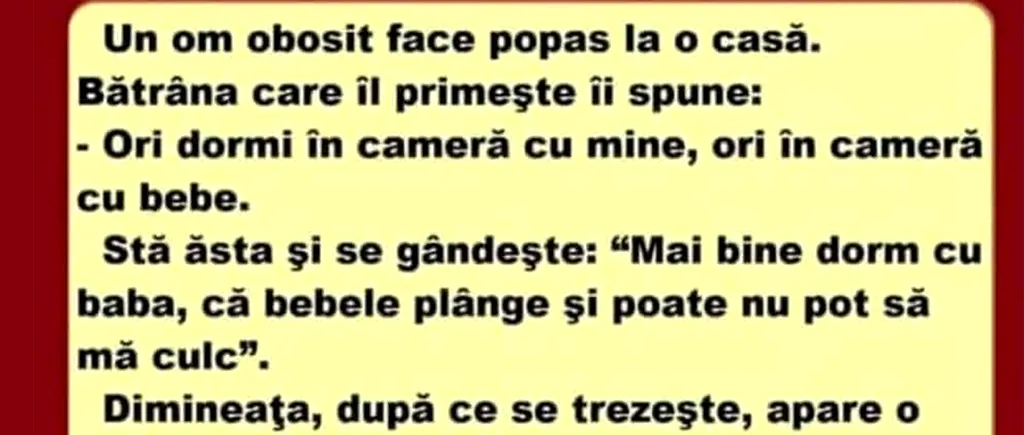 BANCUL ZILEI | Ori dormi cu mine, ori în cameră cu bebe