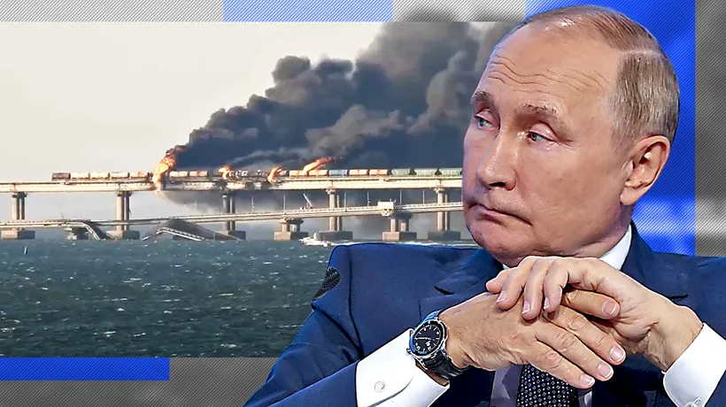 Podul lui Putin s-a dărâmat. De ce explozia de la Kerci îl va atinge îndeaproape pe președintele rus. Serviciile de Informații britanice: Un impact asupra capacității tensionate a Rusiei de a-și susține forțele” (VIDEO)