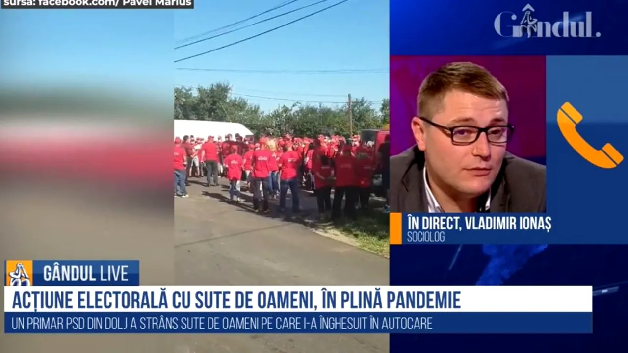 GÂNDUL LIVE. Sociologul Vladimir Ionaș, despre adunările în scop electoral: „Nu cred că este o surpriză. Problema ține de cei care organizează alegerile, în contextul pandemiei”