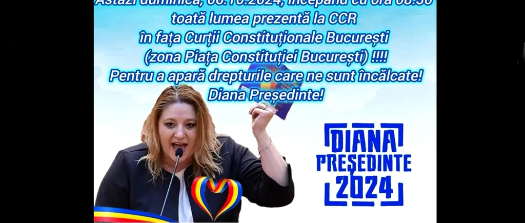 Diana ȘOȘOACĂ își cheamă susținătorii în fața CCR/Miting Pentru a apăra drepturile care ne sunt încălcate