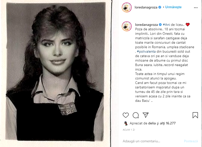 Cum arăta Loredana Groza la 18 ani: „Lori din Onești, fata cu matricolă și sarafan” - FOTO