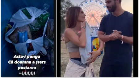 Scandal după ce o cunoscută influenceriță și iubitul ei celebru au aruncat la gunoi o pungă cu alimente. LIDL va renunța la colaborările cu ea