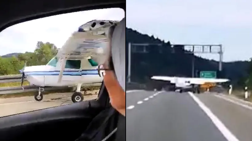 Un avion de mici dimensiuni a aterizat de urgență pe o autostradă din Croația - VIDEO
