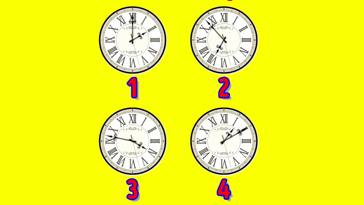 Test de logică | Care dintre cele 4 ceasuri din imagine nu este bun?