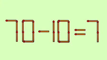 Test IQ cu chibrituri | Mutați un singur băț pentru a corecta 70-10=7