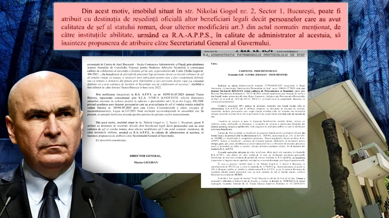 Gândul a avut dreptate! Publicăm în exclusivitate DOCUMENTUL care atestă că Bolojan a stat ABUZIV în imobilul din strada Gogol. RA-APPS l-a informat pe Bolojan că nu are dreptul să stea acolo, dar NU a ținut cont