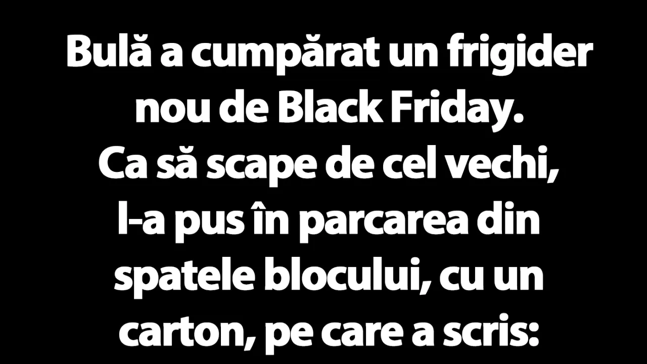 BANC | Bulă a cumpărat un frigider nou de Black Friday