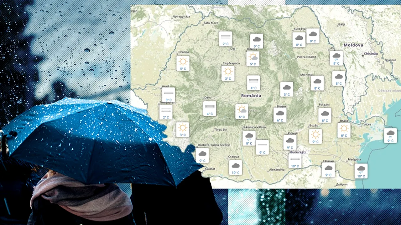 Cum va fi vremea azi. ANM anunță, pentru Gândul, că își face apariția și burnița. Unde va ploua mocănește și ce-i așteaptă pe bucureșteni