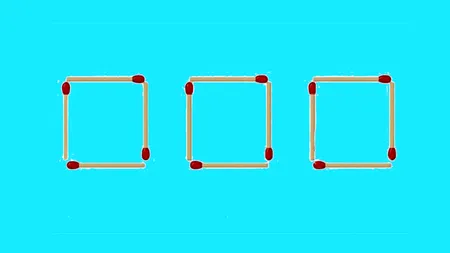 Test de inteligență cu chibrituri | Mutați doar 2 bețe, pentru a obține ora 4:30 din cele 3 pătrate din imagine!