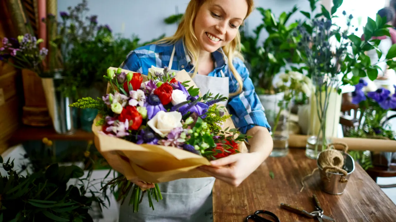 Florist with bouquet 