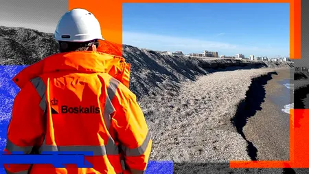 EXCLUSIV VIDEO | După prăbușirea plajei din Mamaia, compania olandeză Boskalis ”pasează” problema către partea română: ”Acest proiect este gestionat de beneficiar, Administrația Bazinală de Apă Dobrogea-Litoral”. Când vor fi nivelate “dunele” de 3 metri înălțime