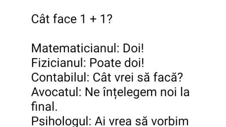Bancul zilei | Câte face 1+1?