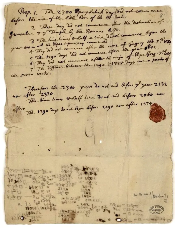 Când va fi Sfârșitul Lumii. Profeția-șoc a lui Isaac Newton / Sursa foto: Jerusalem’s Hebrew University