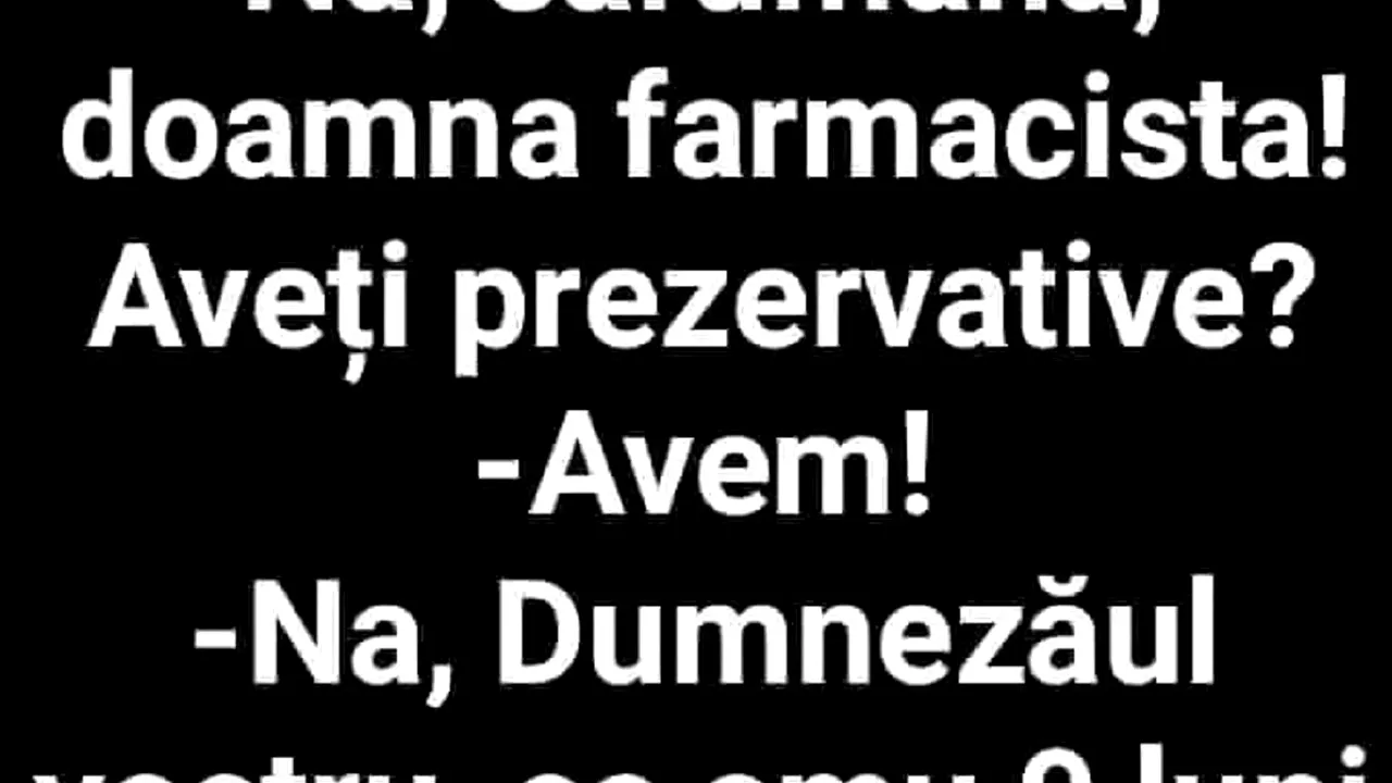 BANC | „Doamna farmacistă, aveți prezervative?”