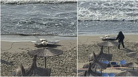 Drona cu explozibil, detonată ieri pe plaja din Olimp, ar fi fost scoasă din mare de 2 turiste: „Au luat-o de aripi și au cărat-o cam 5 metri”