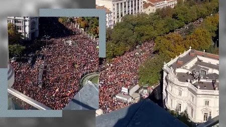 VIDEO | Sute de mii de spanioli au scandat „Sanchez, trădător”, „Sanchez, fiu de târfă”. Premierul Spaniei este acuzat de pact cu separatiștii