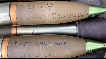 Trupele ucrainene au transmis omagii Majestății Sale pe mai multe obuze înainte de a trage cu ele înspre armata lui Putin