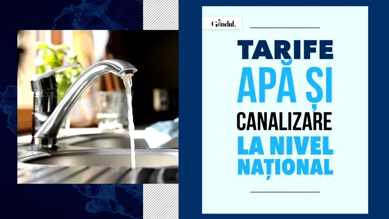 TOP 3 tarife apă potabilă și canalizare în România, în luna mai 2026. Unde sunt cele mai mari/mici prețuri
