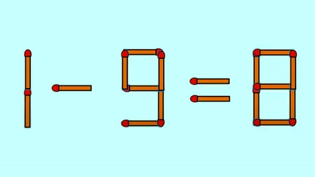 Test IQ cu chibrituri | 1-9=8 e greșit. Pentru a corecta egalitatea, mutați un singur băț