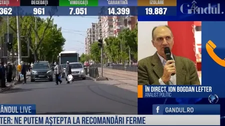 GÂNDUL LIVE. Ion Bogdan Lefter, analist politic: Ieșirea oamenilor în spațiul public nu are cum să nu ducă la reinfectări, indiferent de măsuri! / Ne putem aștepta la măsuri ferme
