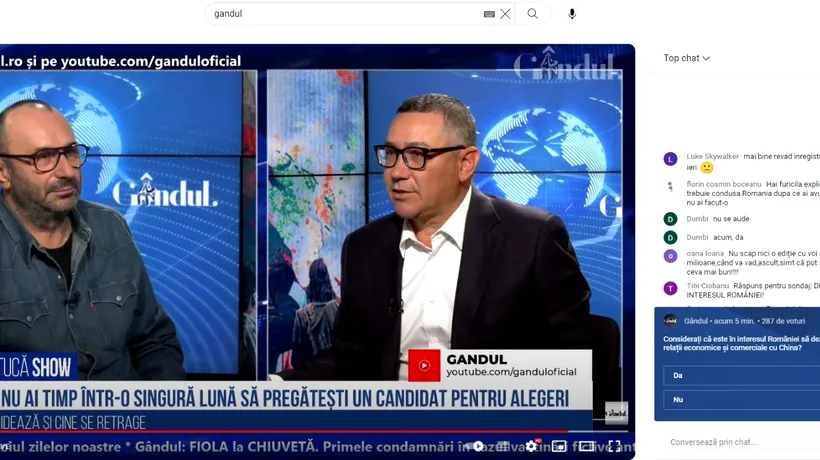 POLL Marius Tucă Show: „Considerați că este în interesul României să dezvolte relații economice și comerciale cu China?”