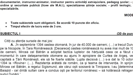 SUBIECTE BAC 2012 - MODEL ISTORIE