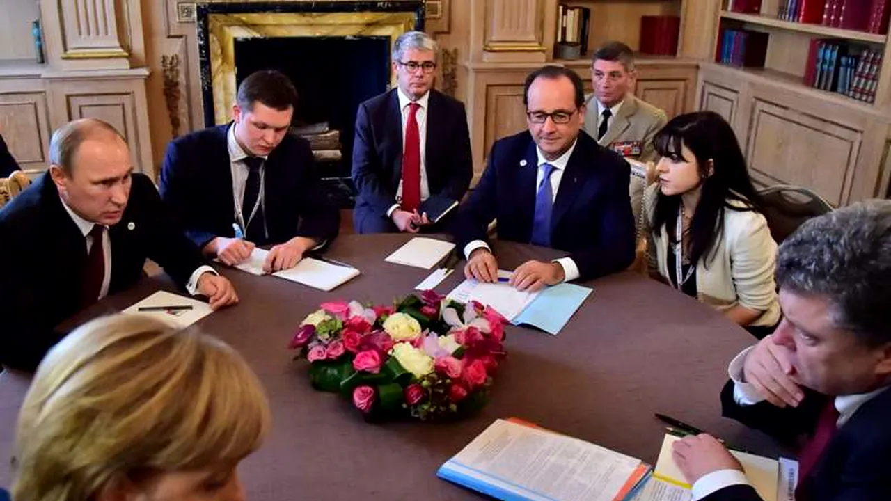 Putin, la masă cu Merkel, Hollande și Poroșenko. Miza negocierilor de la Minsk